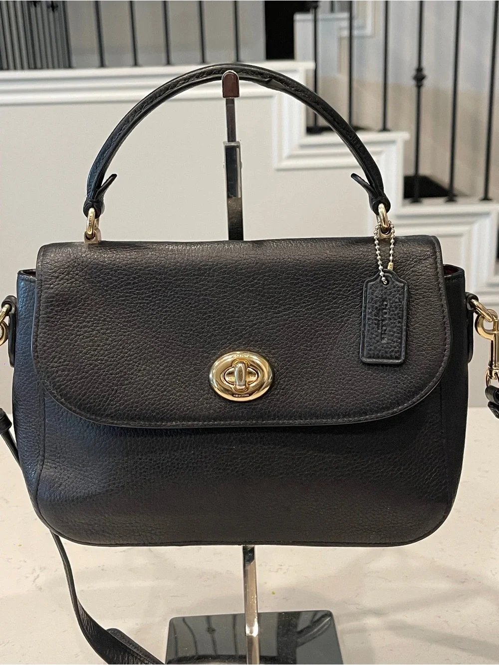 Coach C1557 Marlie Top Handle Leather Satchel/Shoulder Bag in Black